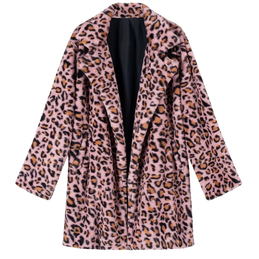 WW | Plus Size Leopard Print Open Front Long Sleeve Jacket