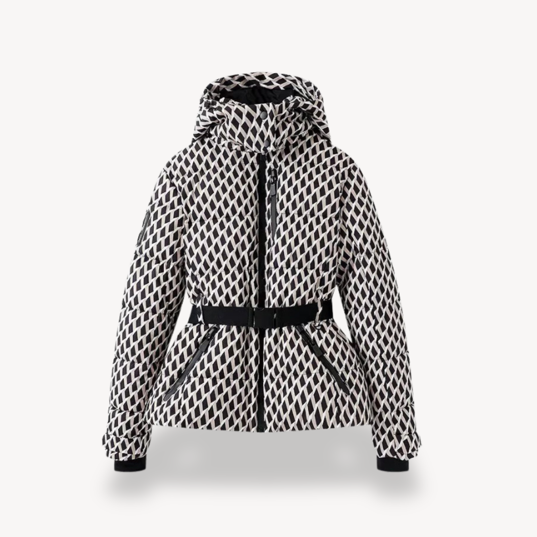 WW | Damen Gepolsterte Daunenjacke mit Kapuze und Gürtel Gemütlicher Stil