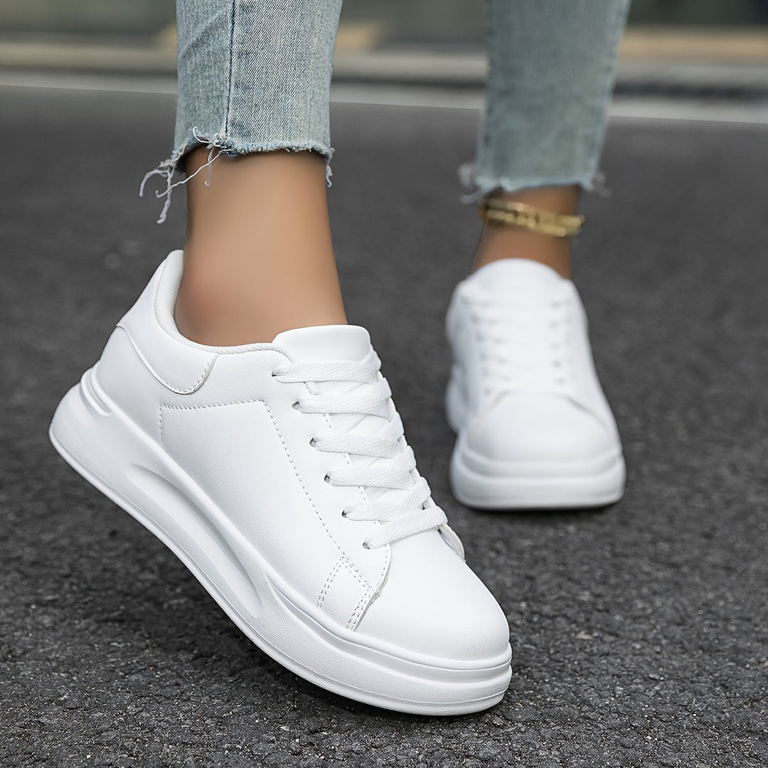WW | Damen Leder Sneakers Weiß Sportliche Damenschuhe