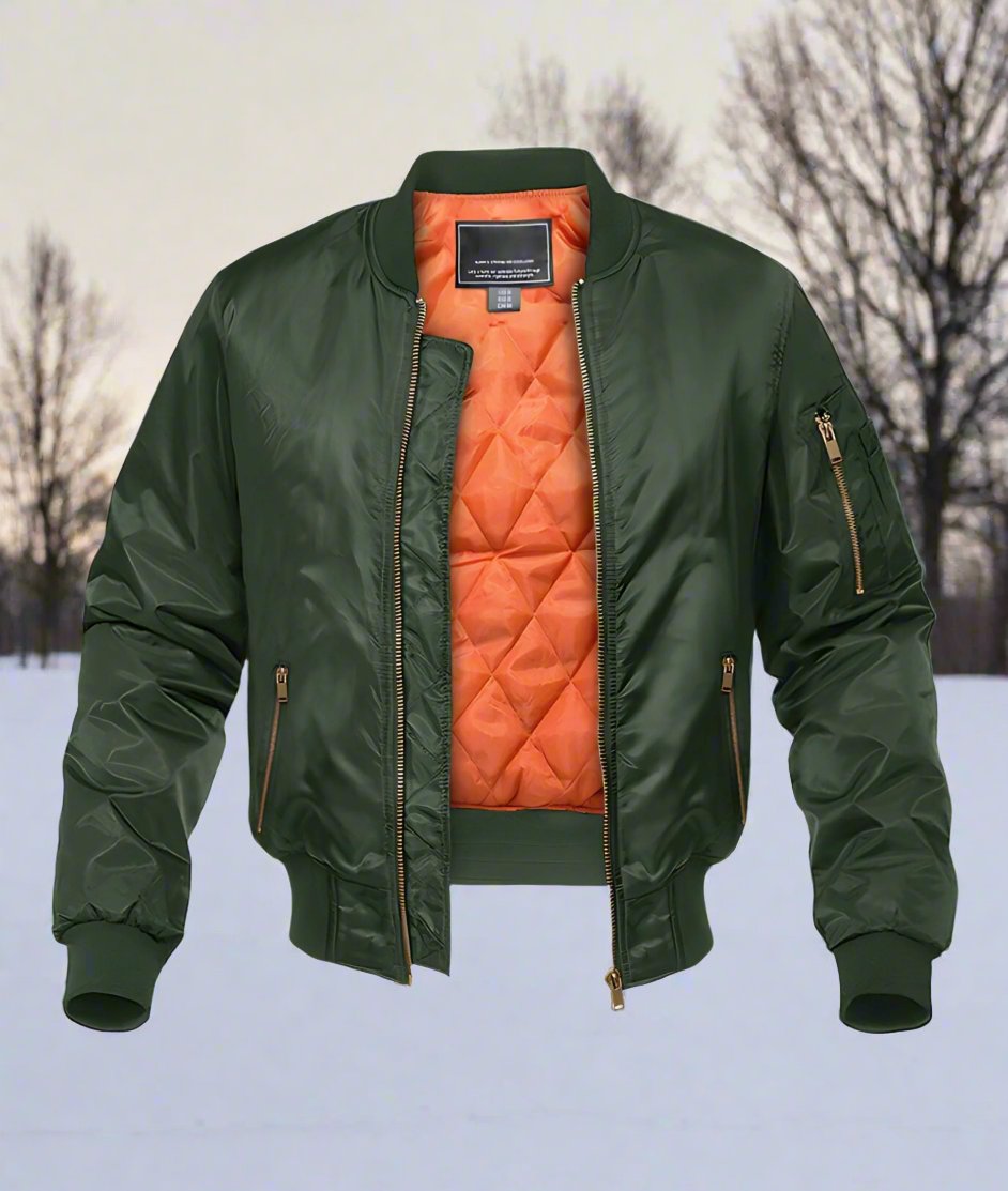 WW | Bomber jacket Quilted lining Ribbed trim Zip pockets