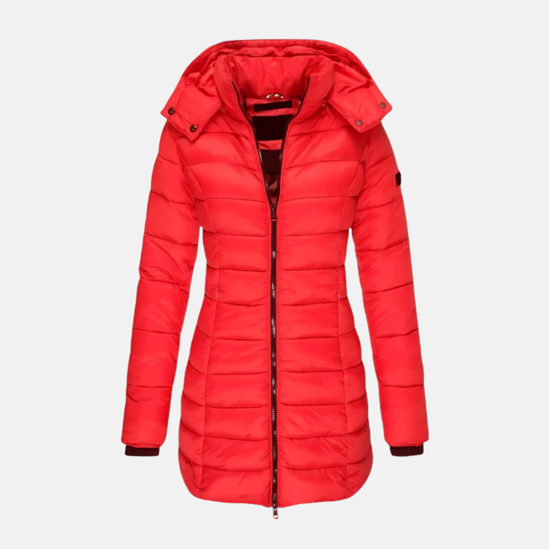 WW | Puffer Jacket - Slim Fit - Mid-length - With Hood - Ribbed Cuffs