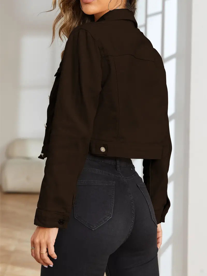 WW | Braune Denimjacken mit Langen Ärmeln