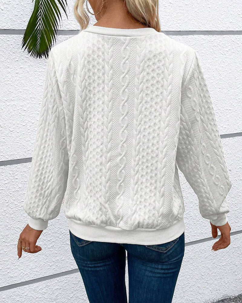 WW | Lässiges Einfarbiges Sweatshirt mit Langen Ärmeln und Reißverschluss