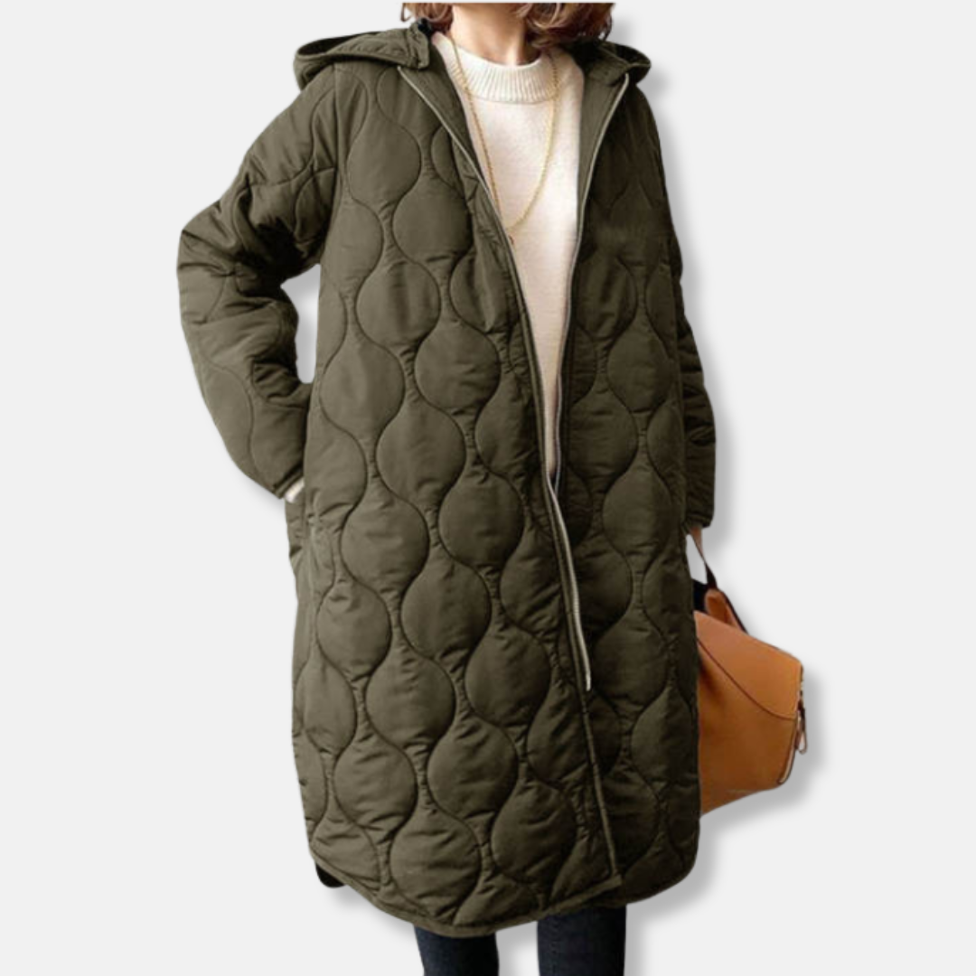 WW | Jacke - Gequiltetes Langmodell - Oversized Fit - Kapuze und Reißverschluss