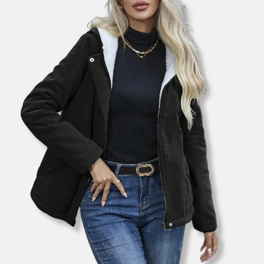 WW | Women's Short Jacket – Quilted Fabric – Fleece-Lined Hood – Casual Fit – Full Zip