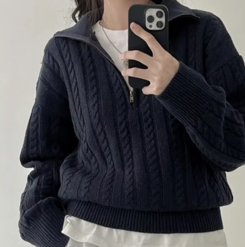 WW | Vintage Half Zipper Damen Pullover