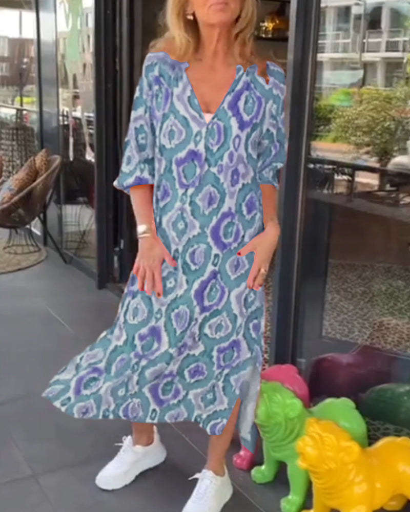 WW | Kleid mit Motivdruck und Halbärmeln