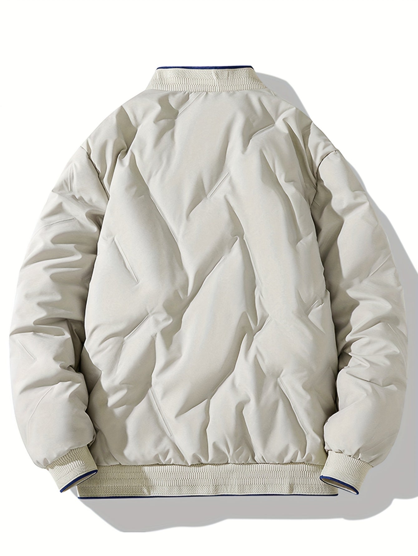 WW | Baseball Collar Zipper Solid Fleece With Pockets Men's Winter Jacket - Perfect for Outdoor Activities