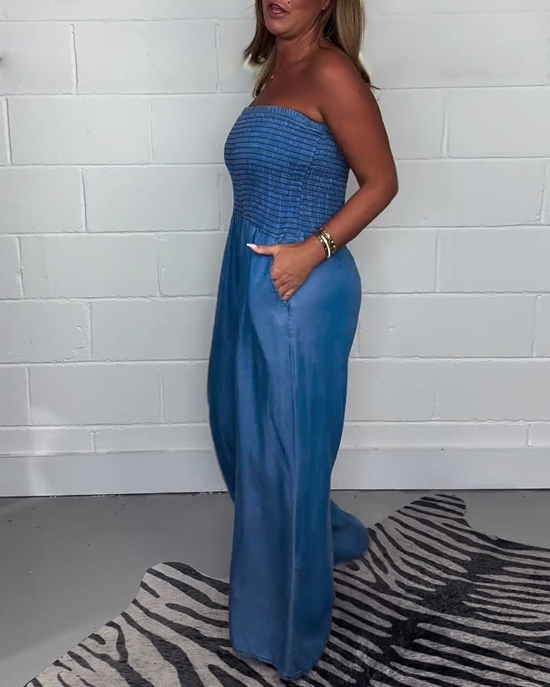 WW | Sleeveless Jumpsuit with Pleating and Solid Pockets