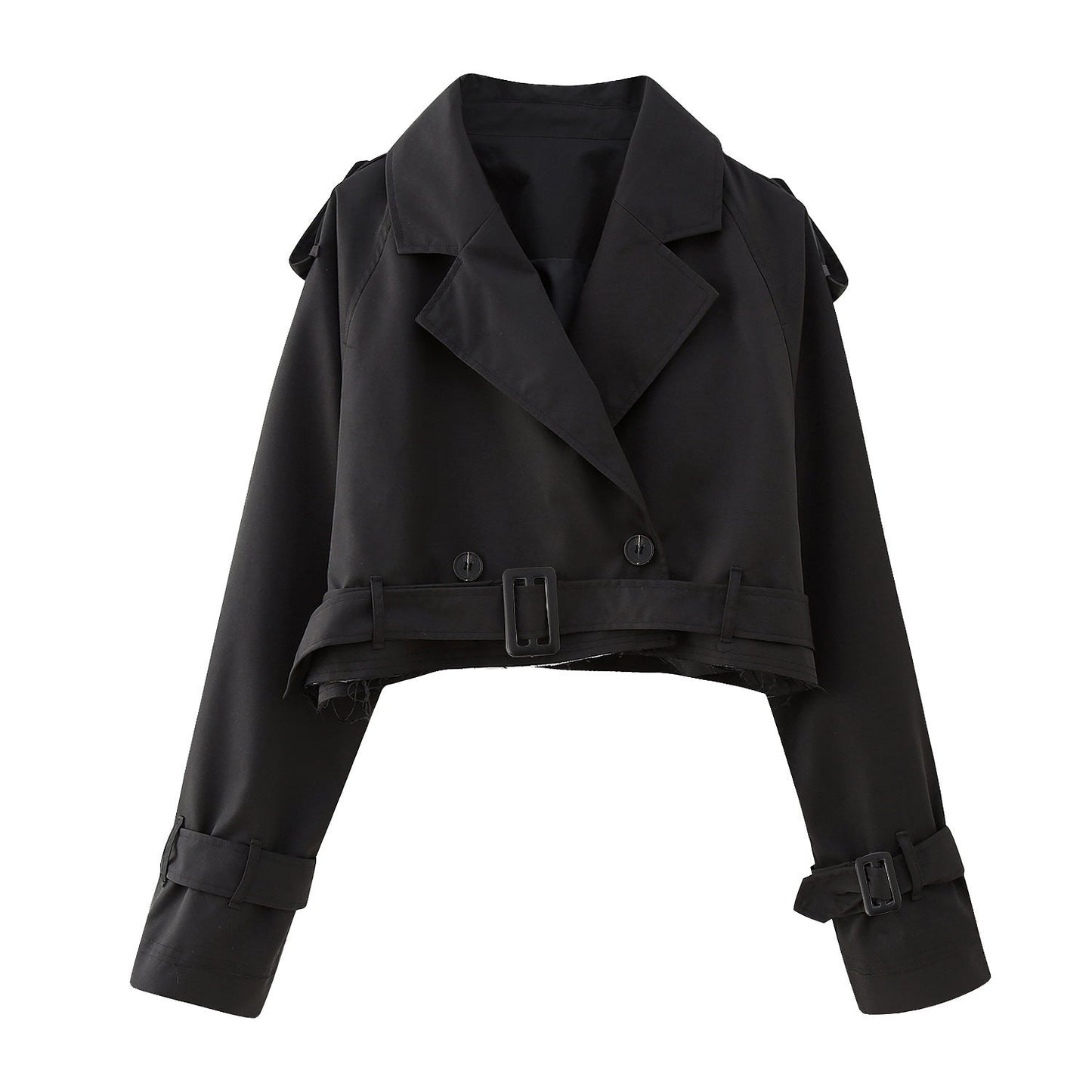 WW | Damen Cropped Trenchcoat - Mit Gürtelmanschetten