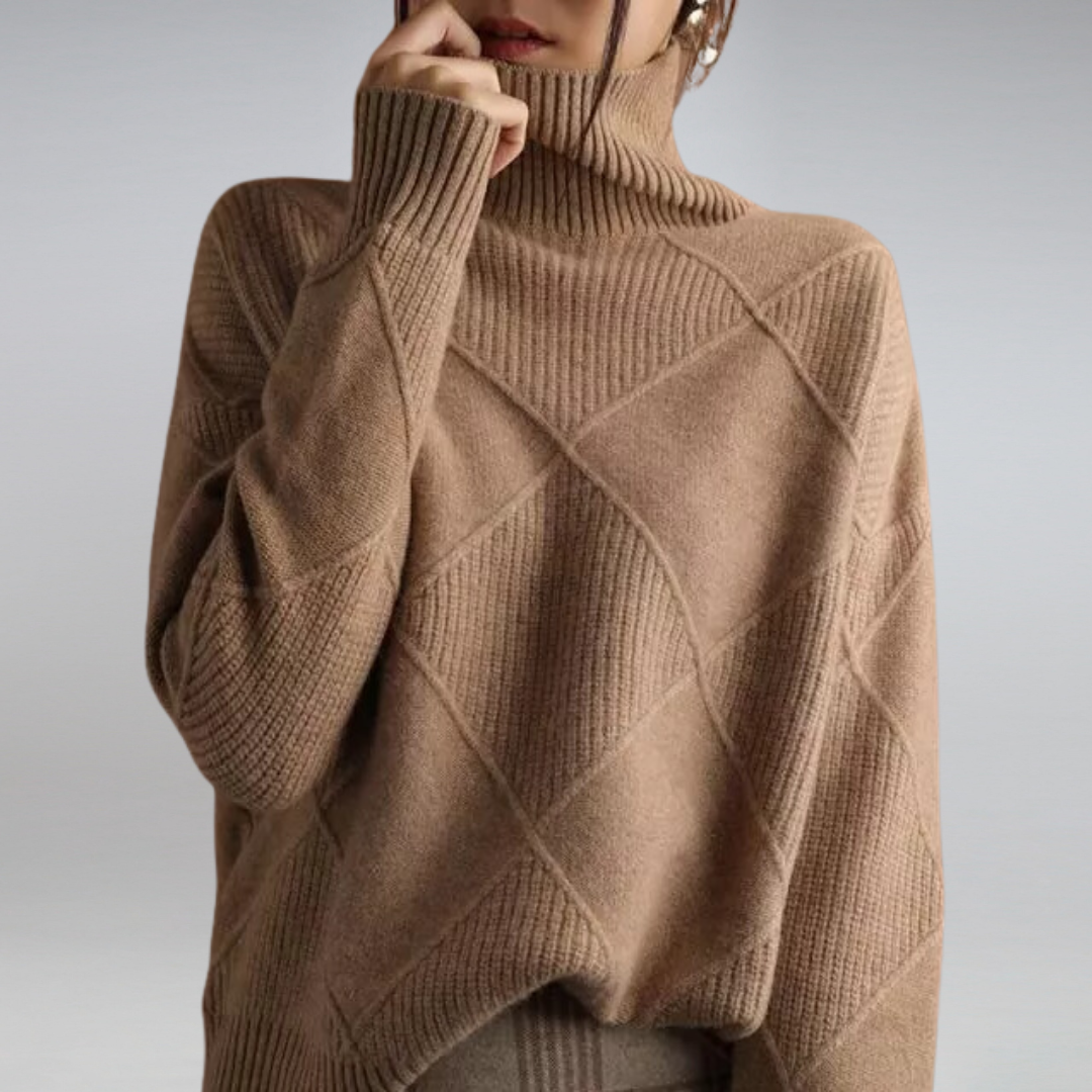 WW | Cozy geometric knit turtleneck sweater for women