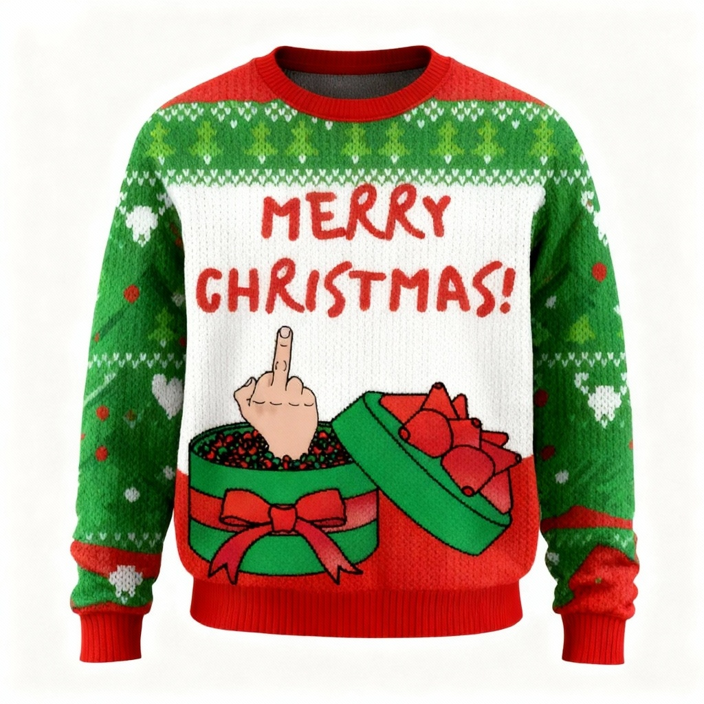 WW | Weihnachts-Slogan-Druck Unisex Hässlicher Weihnachtspullover - Lustiger Feiertagsparty-Pullover