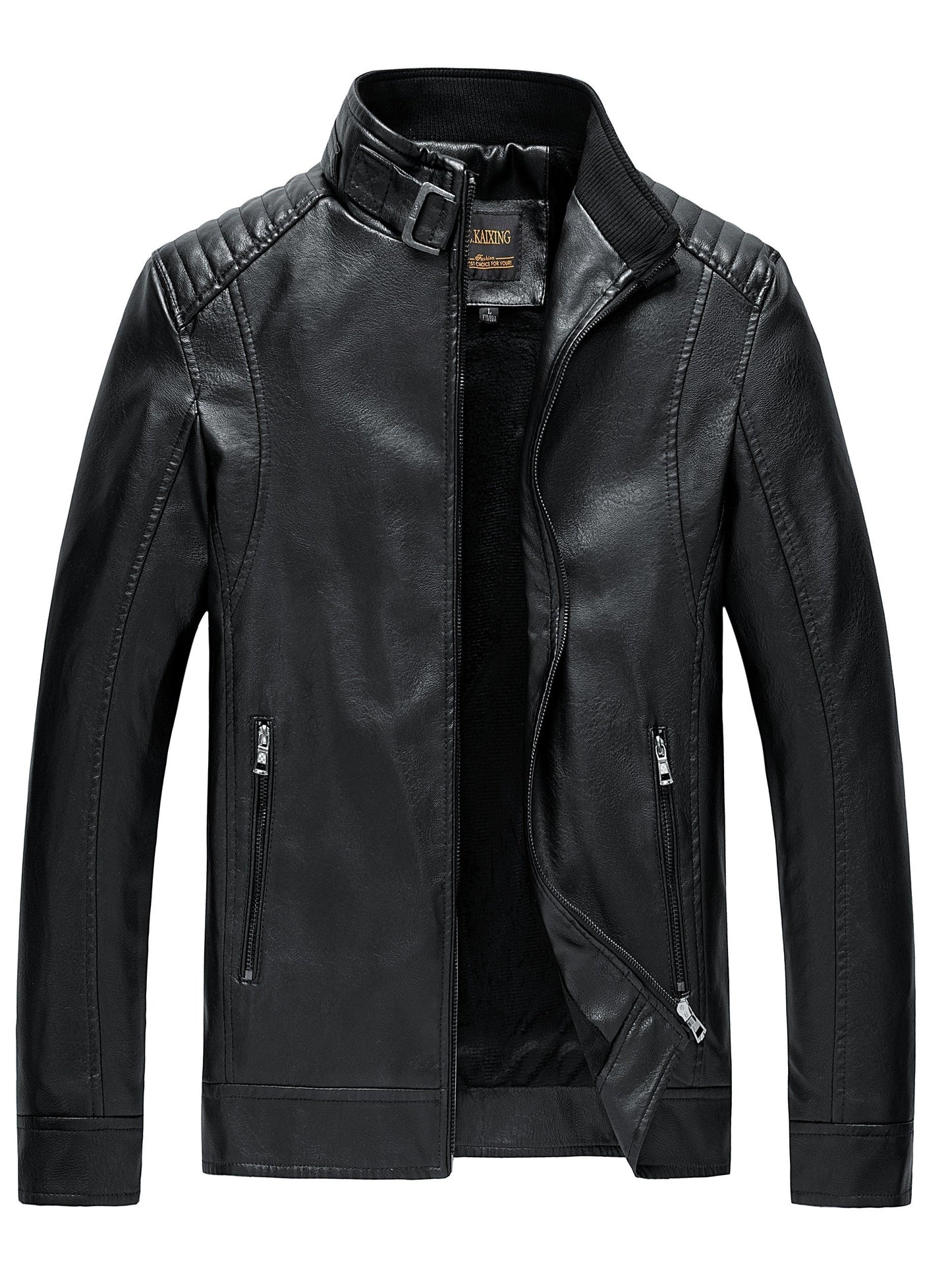 WW | Stylische Lederjacke mit Reißverschluss Taschen