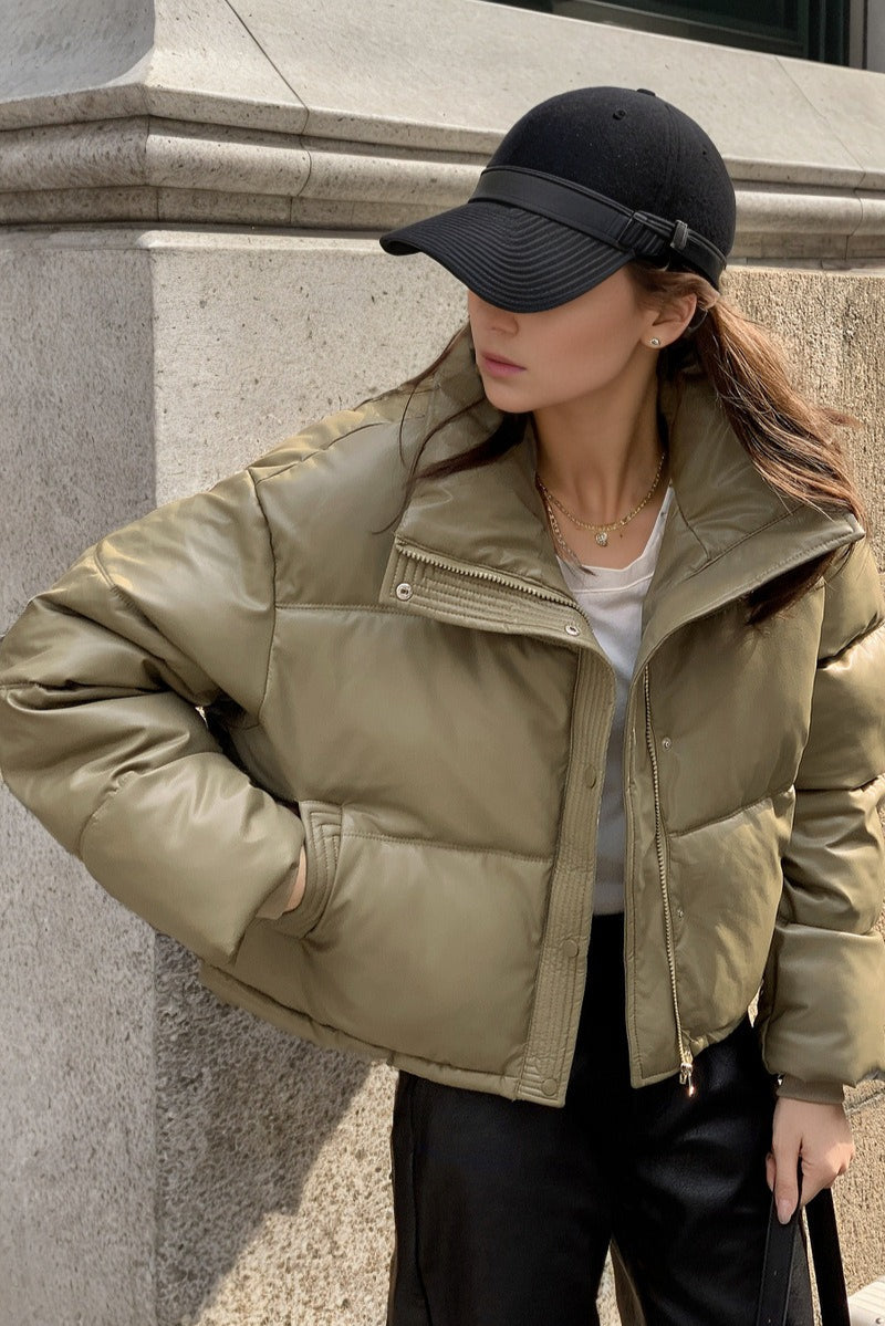 WW | Faux Leather Insulated Puffer Jacket