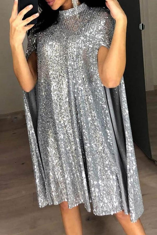 WW | Wine Me And Dine Me Pailletten Cape Kleid