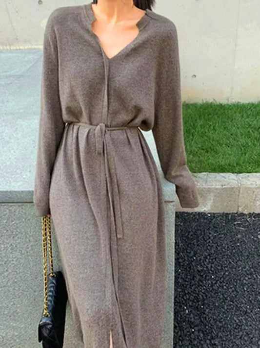WW | Stilvolle Herbst Schicke Lange Ärmel Pullover Kleid Für Frauen