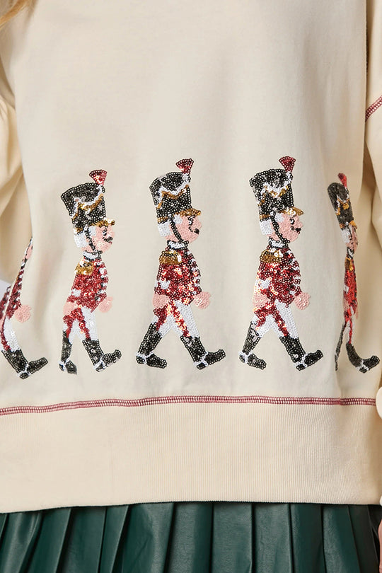 WW | Christmas Soldier Sequin Long Sleeve Casual Sweatshirt