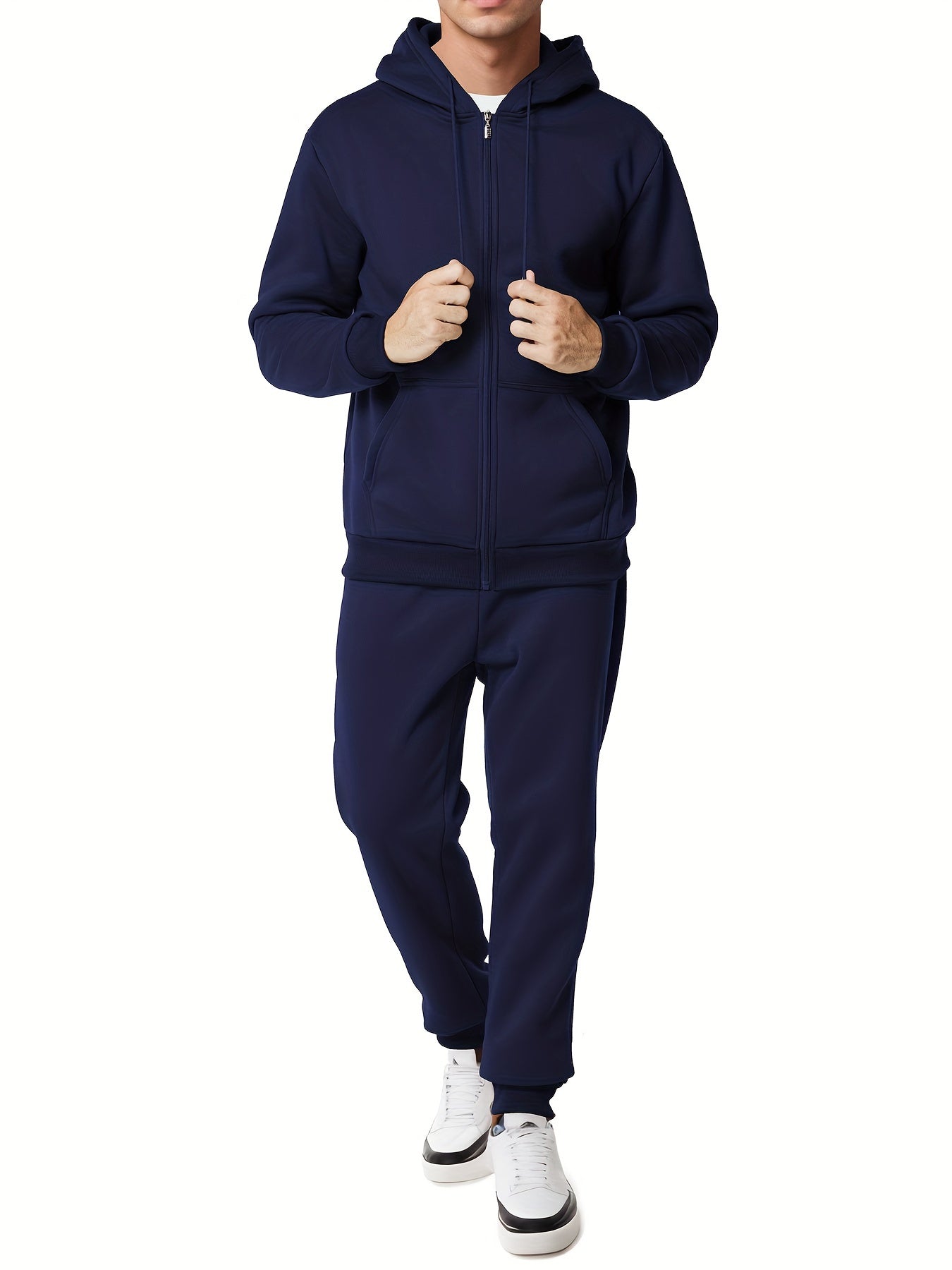 WW | Unifarbener Kapuzenpullover-Trainingsanzug mit Hose für Herren - Perfekt für Casual Days