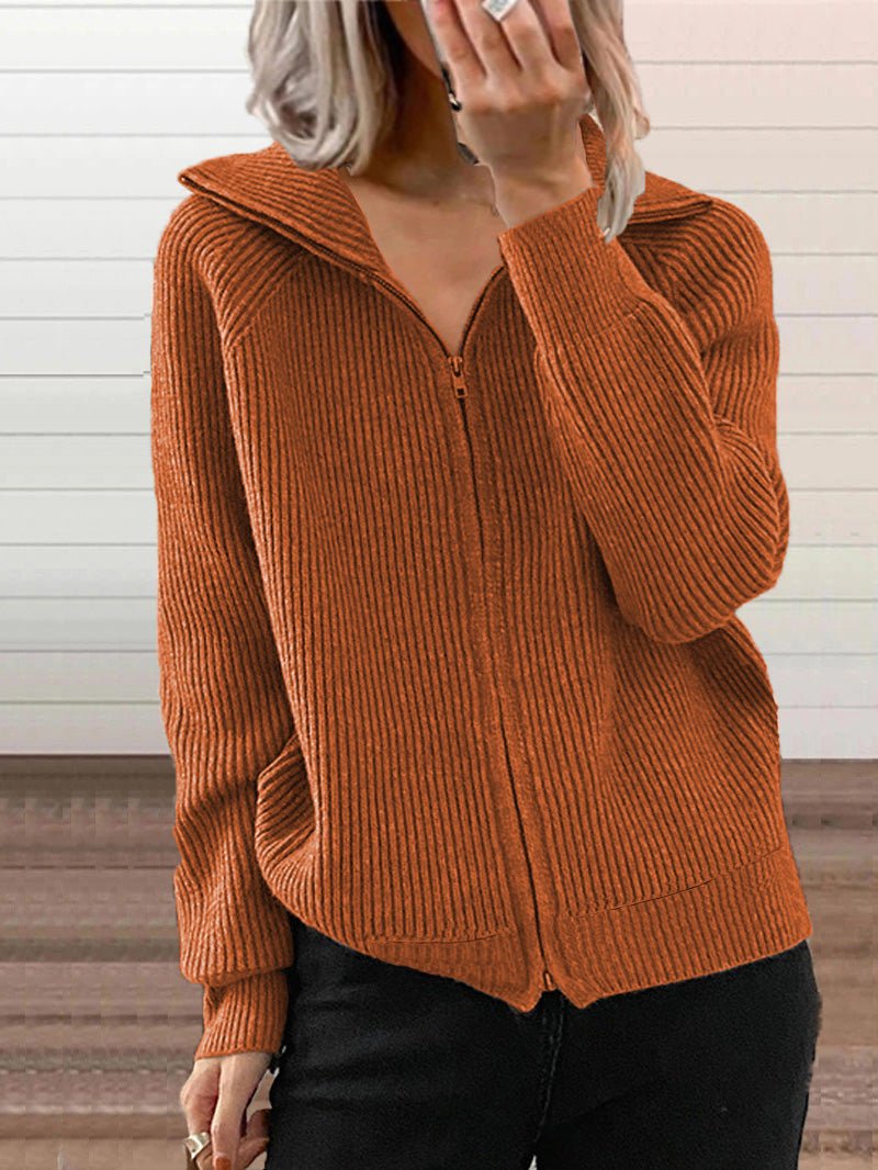 WW | Cozy cotton knit zip-up pullover jacket