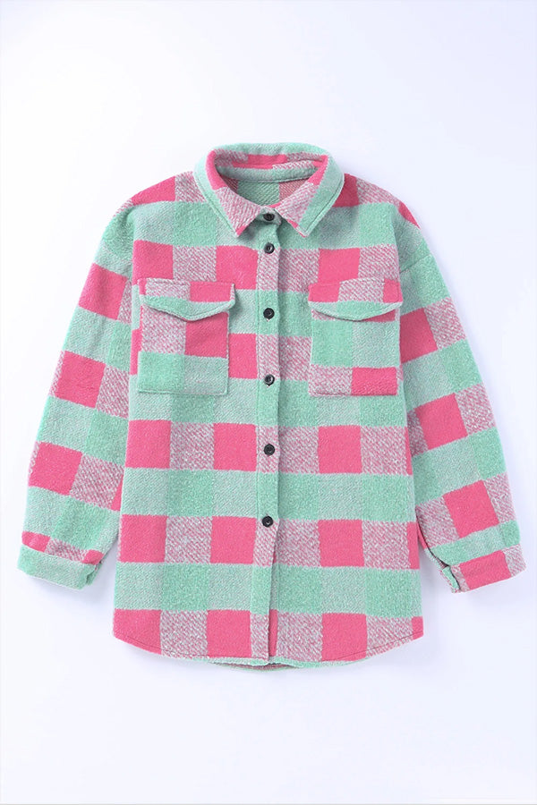 WW | Karo Farbblock Freizeit Übergroße Jacke
