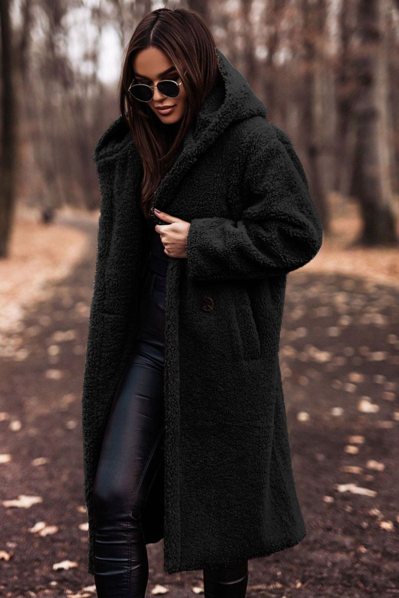 WW | Women's Teddy Coat – Plush Faux Shearling – Oversized Fit – Full Length – Casual Style