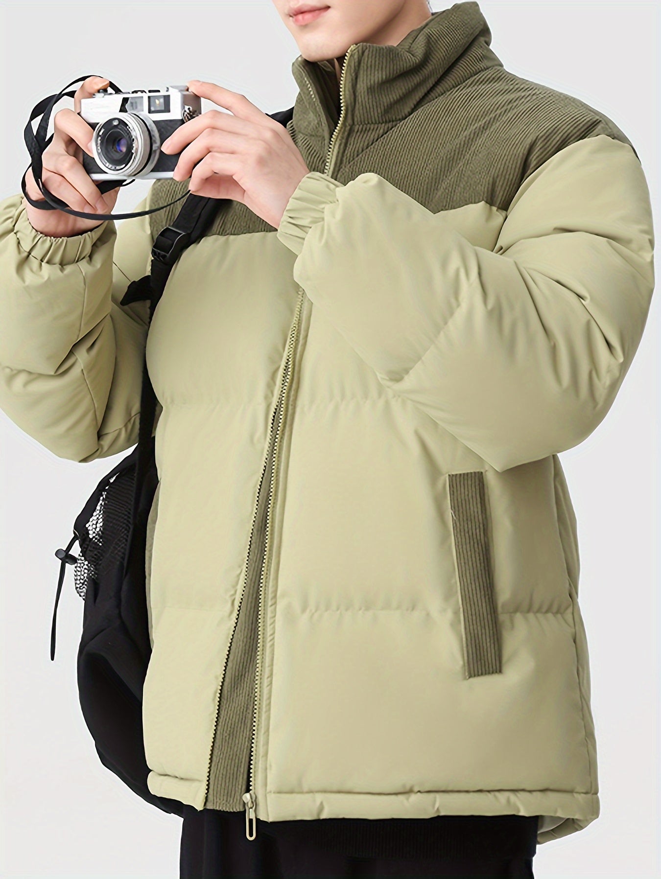 WW | Trendy Color Block Puffer Winter Jacket for Men - Perfect for Outdoor Activities