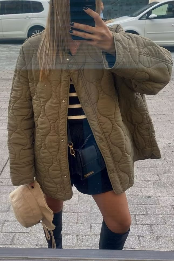 WW | Farbe Lockere Runde Hals Gepolsterte Jacke