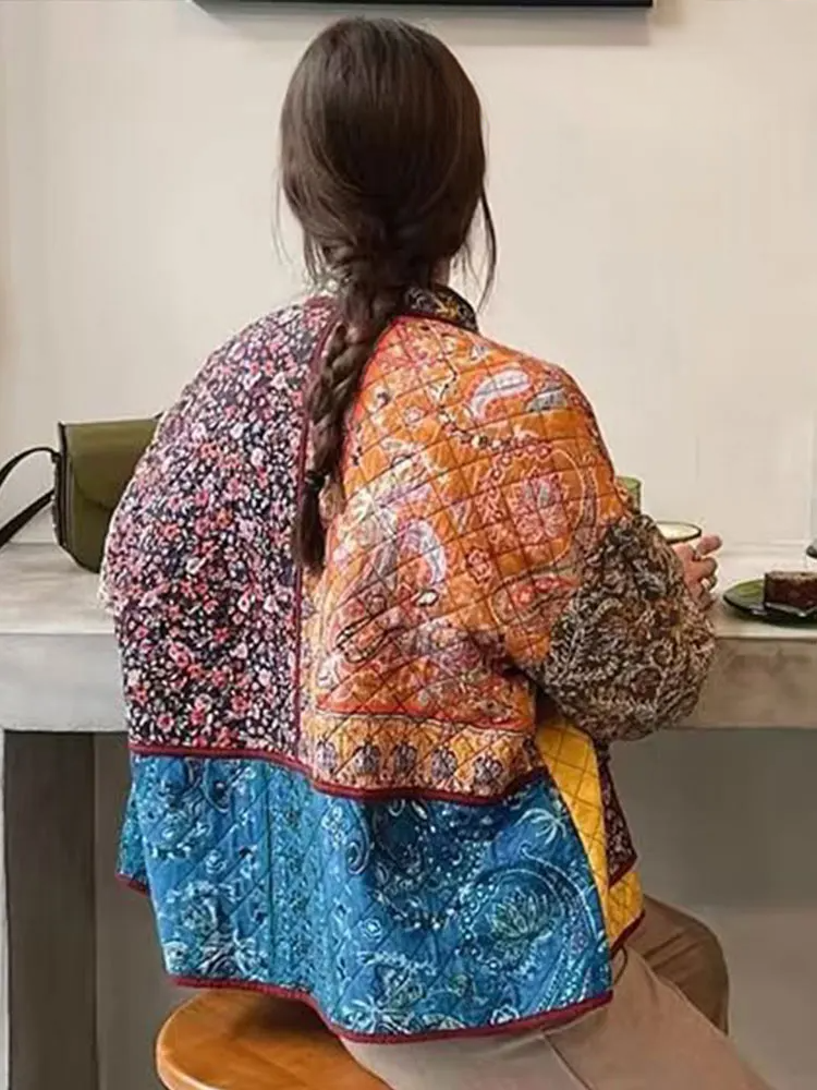 WW | Floral Print Coat with Patchwork Pockets