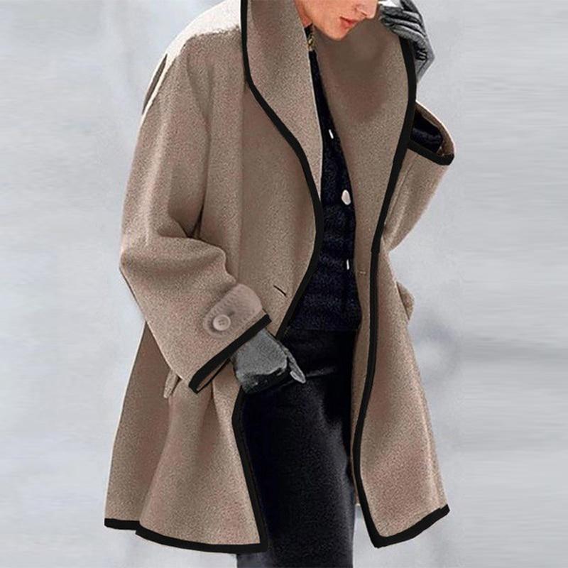 WW | Coat - Wool Blend - Oversized Fit - Draped Collar - Long Style