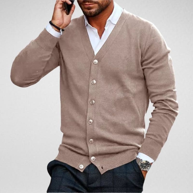 WW | Modischer Business Strickjacke Mit Druckknopfleiste
