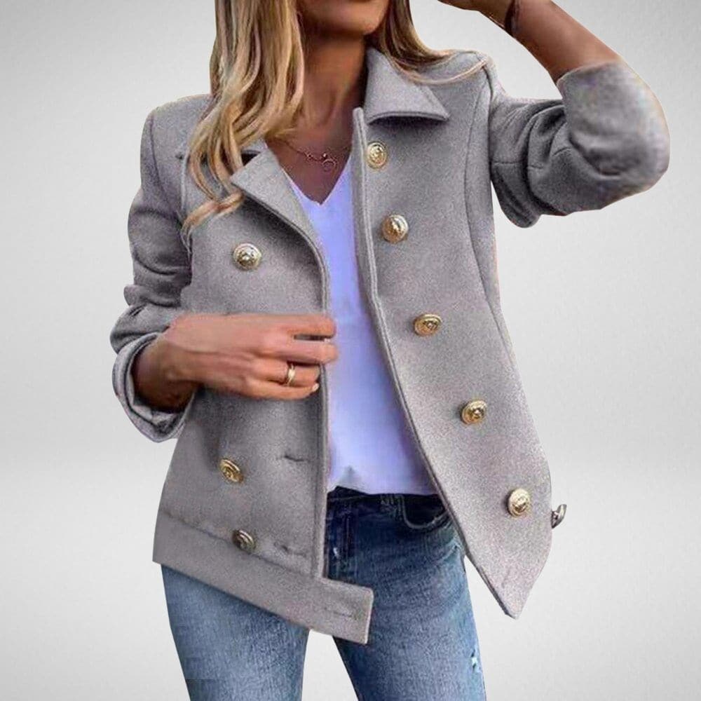 WW | Peacoat Doppelreiher Taillierte Passform Breite Revers Elegante Knöpfe
