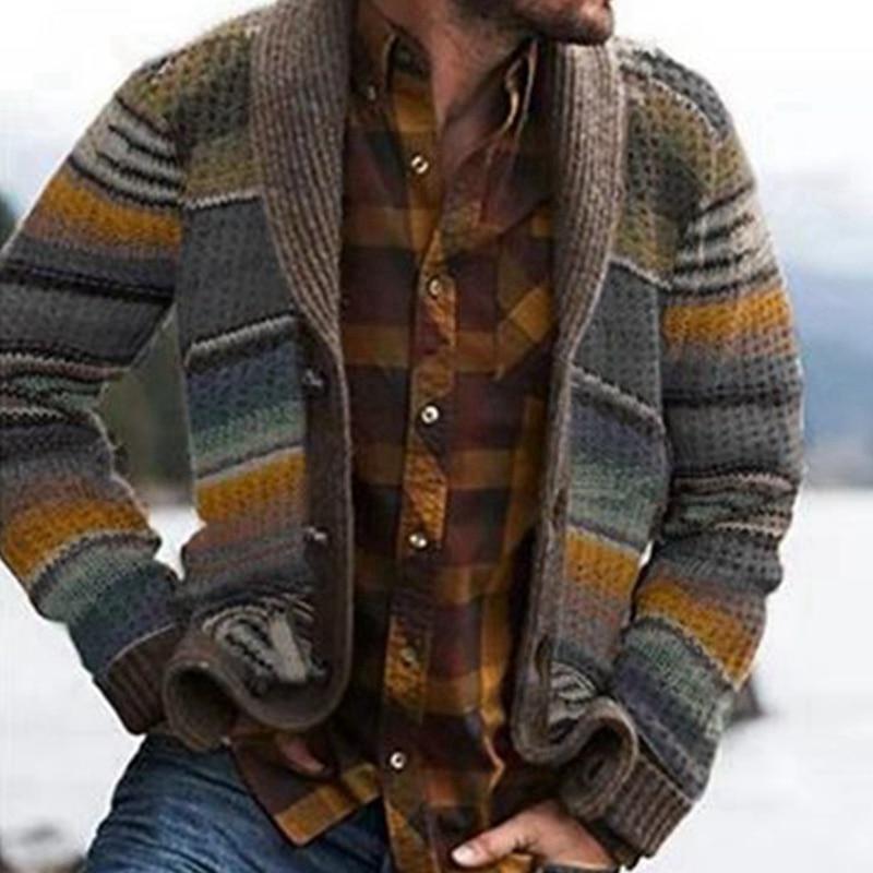 WW | Strickjacke Bequem Mit Schalkragen Gemustert Gestrickt Knopfleiste