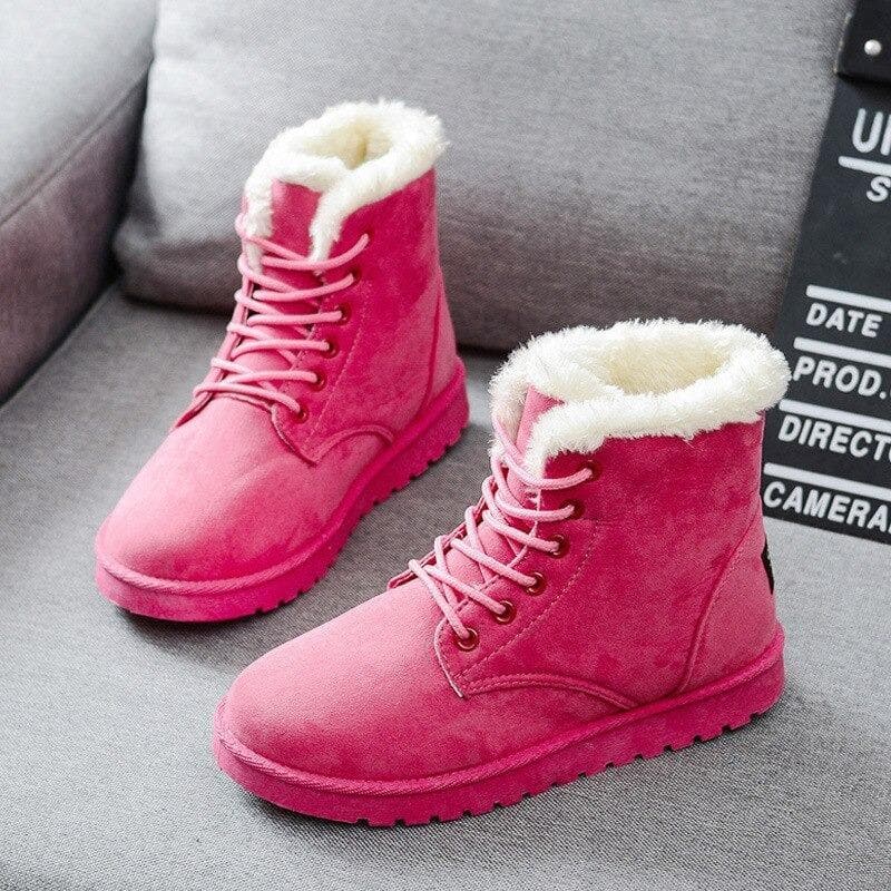 WW | Stiefeletten Wildlederlook Warm Gefüttert Schnürung Gummisohle