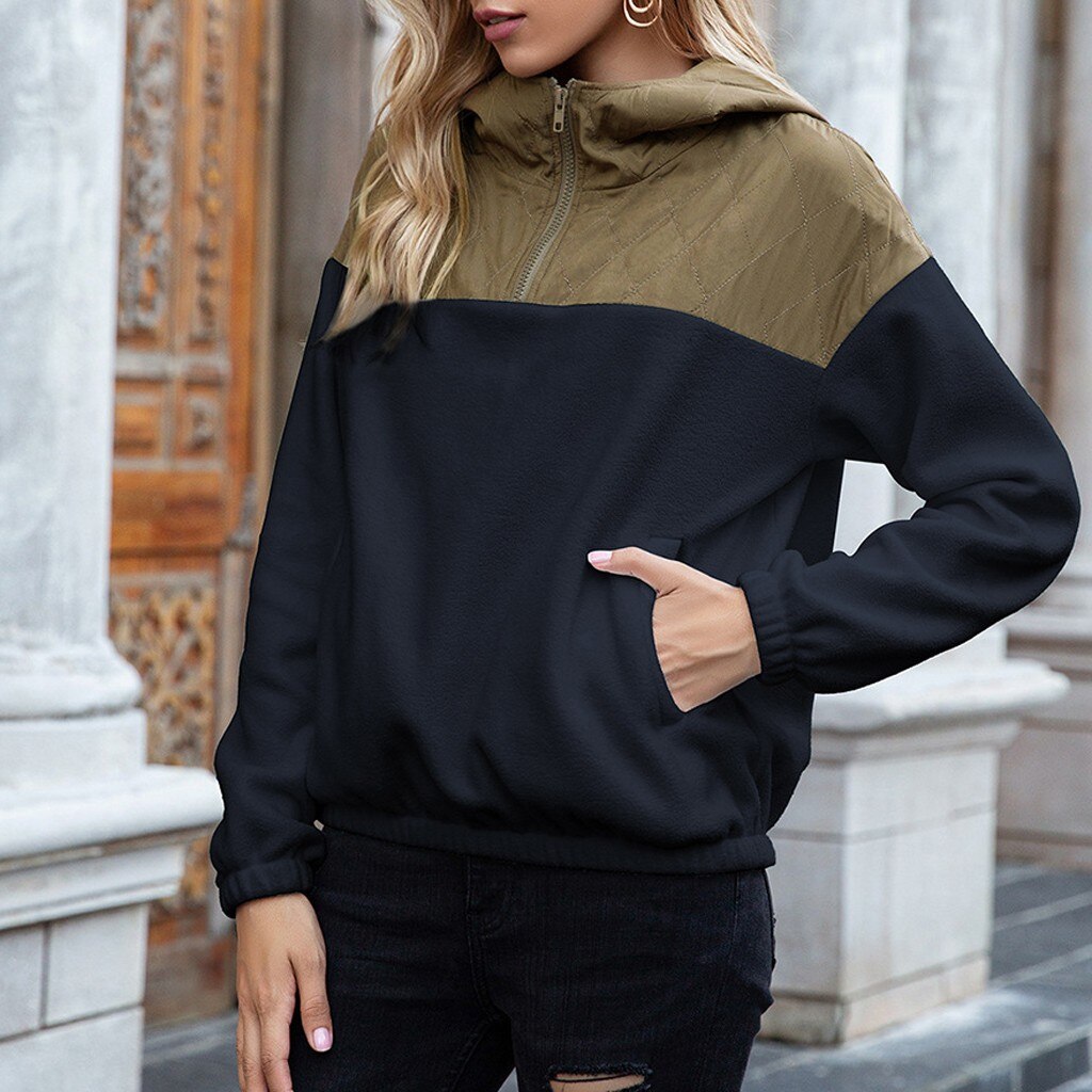 WW | Hoodie - Gepolsterter Oberteil & Weiches Fleece - Halber Reißverschluss - Lockere Passform - Mit Taschen