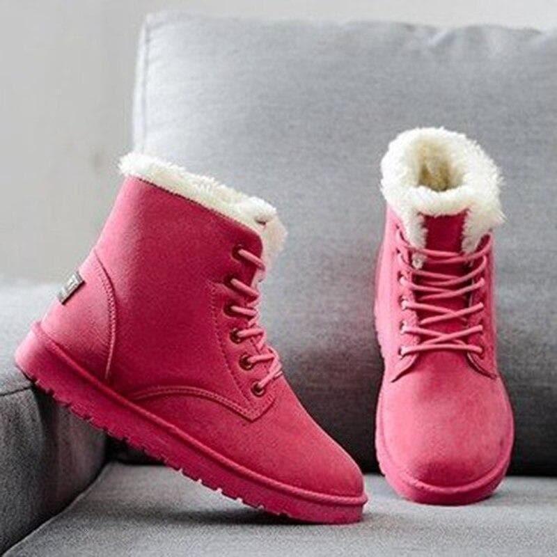 WW | Stiefeletten Wildlederlook Warm Gefüttert Schnürung Gummisohle