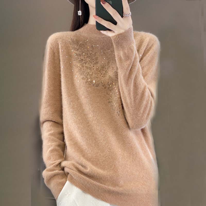 WW | Knitted Sweater with Pretty Leaf Pattern