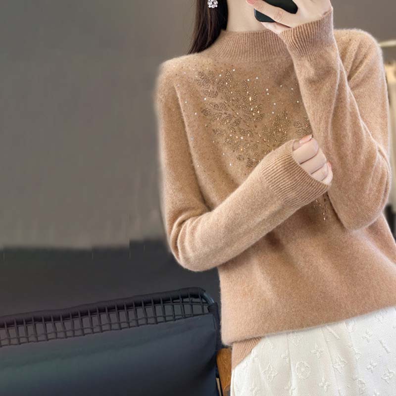 WW | Knitted Sweater with Pretty Leaf Pattern