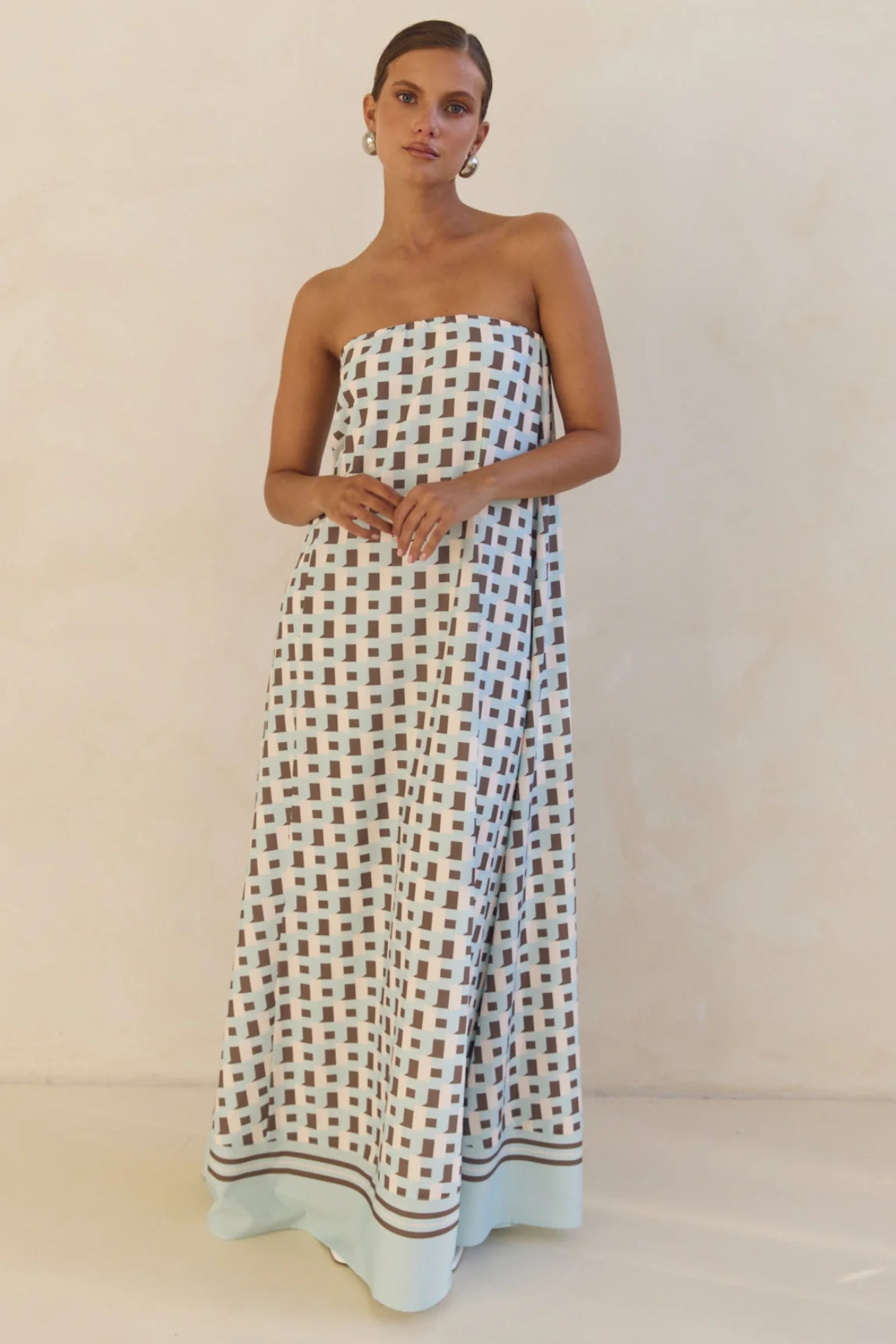 Arya Off-the-Shoulder Maxi Dress - Brown Square