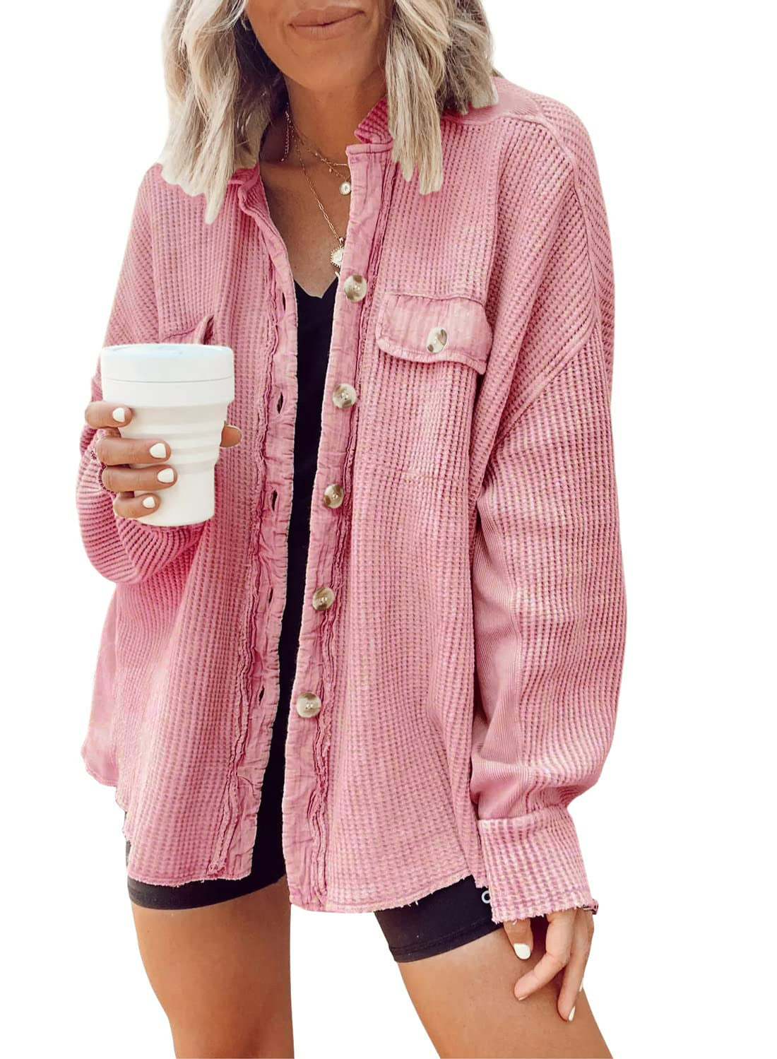 WW | Damenhemdjacke mit Kragen, langen Ärmeln und trendigem Design