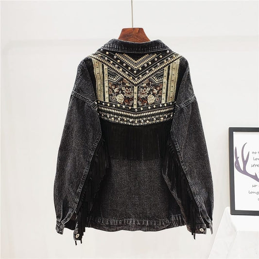 WW | Denim Jacket - Boho Chic Design - Cotton Blend - Statement Outerwear
