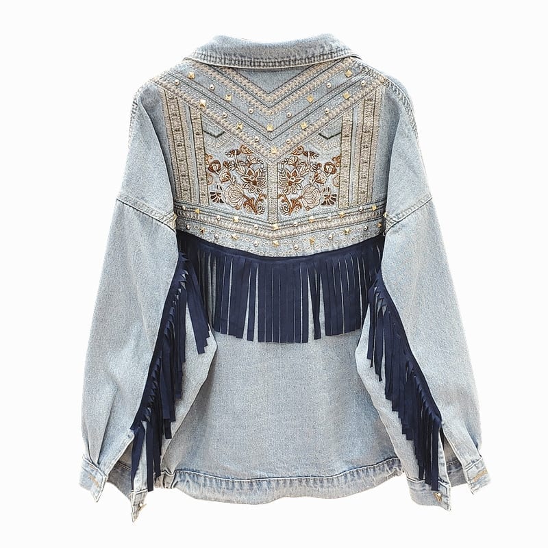 WW | Denimjacke - Boho-Chic-Design - Baumwollmischung - Statement-Oberbekleidung