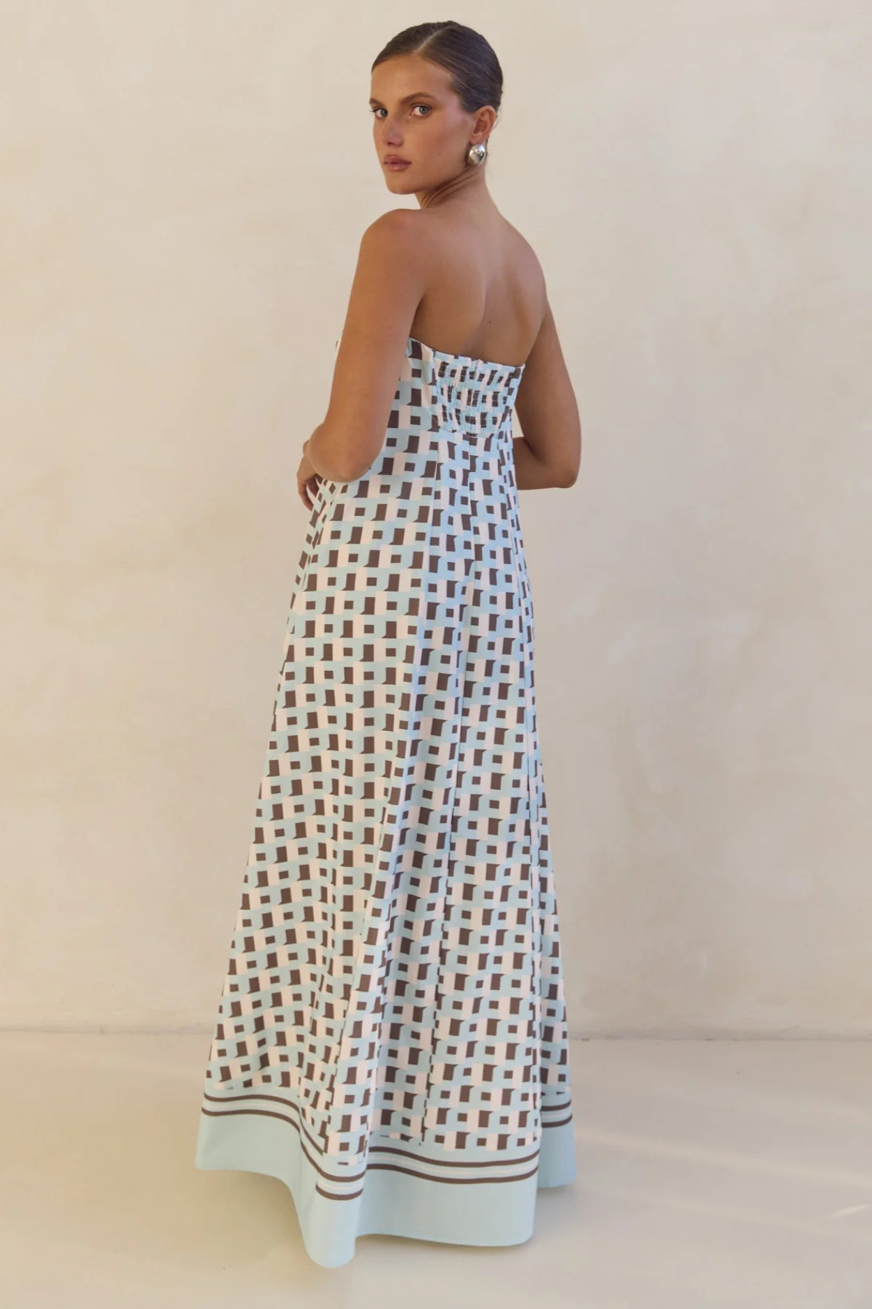 Arya Off-the-Shoulder Maxi Dress - Brown Square