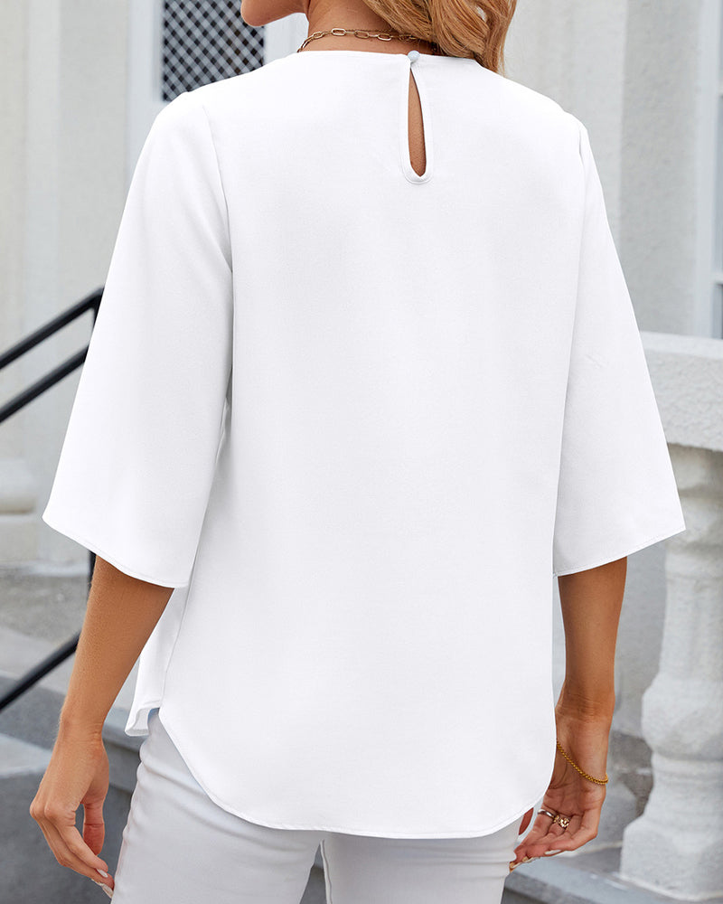WW | Colored Blouse with Half-Length Sleeves