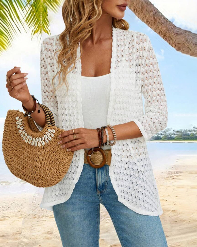 WW | Elegante Einfarbige Spitzenstrickjacke