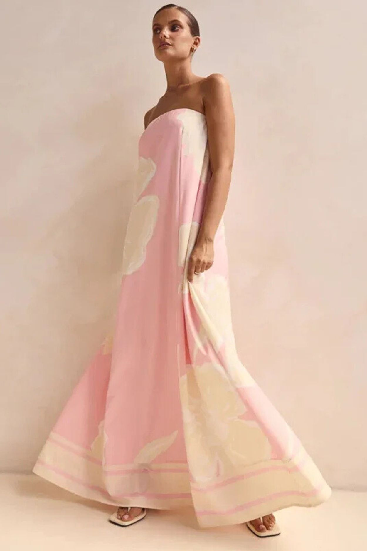 Arya Off-the-Shoulder Maxi Dress - Pink Print