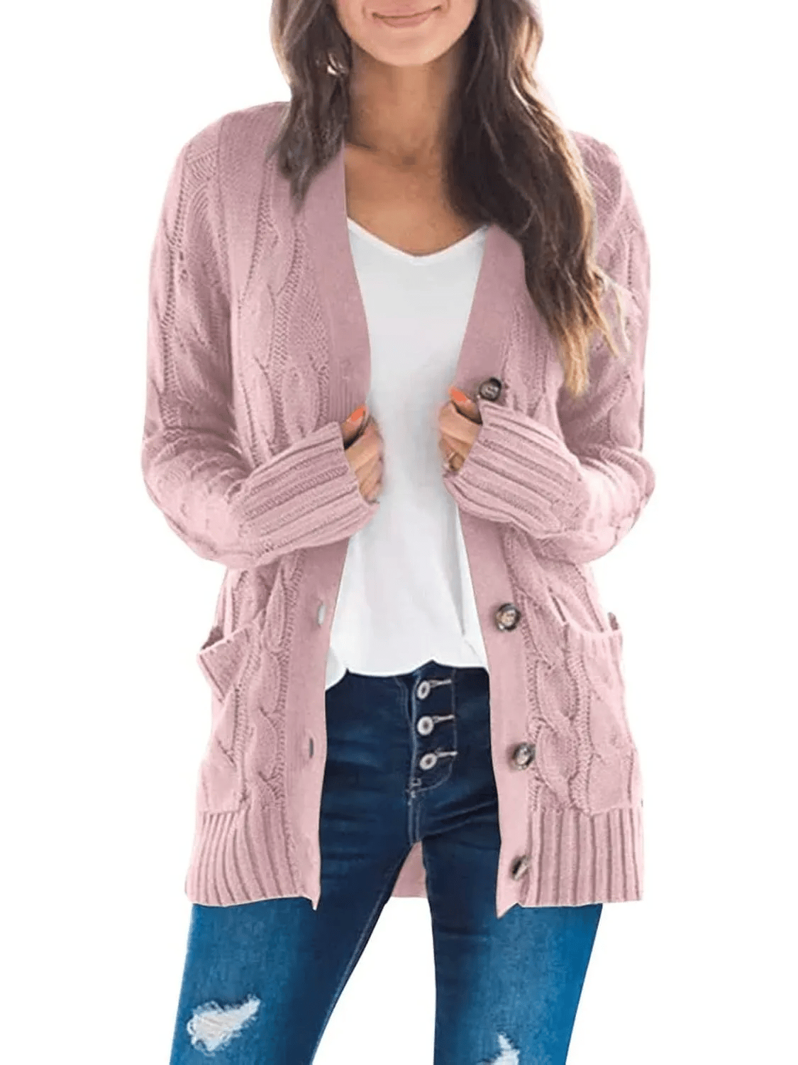 WW | Open-Front Cable-Knit Cardigan