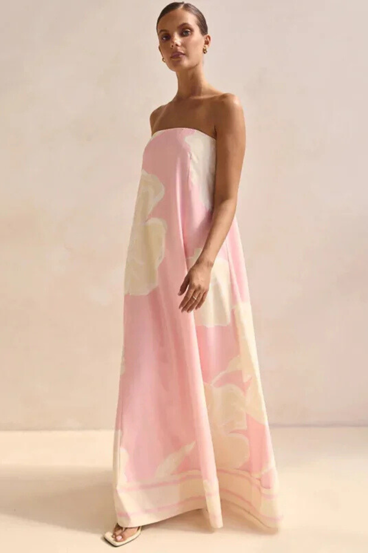 Arya Off-the-Shoulder Maxi Dress - Pink Print