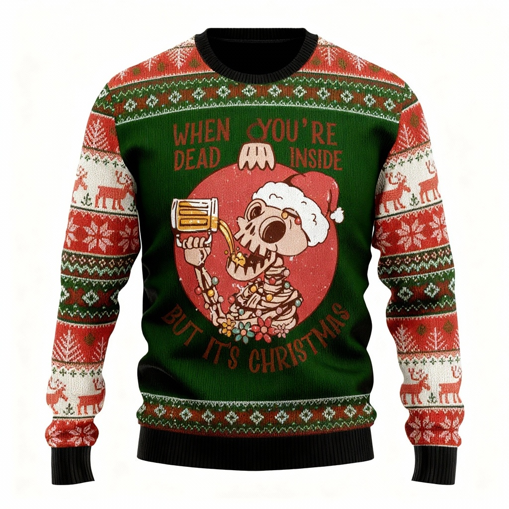 WW | Süßes Skull-Print - Festival der Feiertagsdrucke Hässlicher Pullover