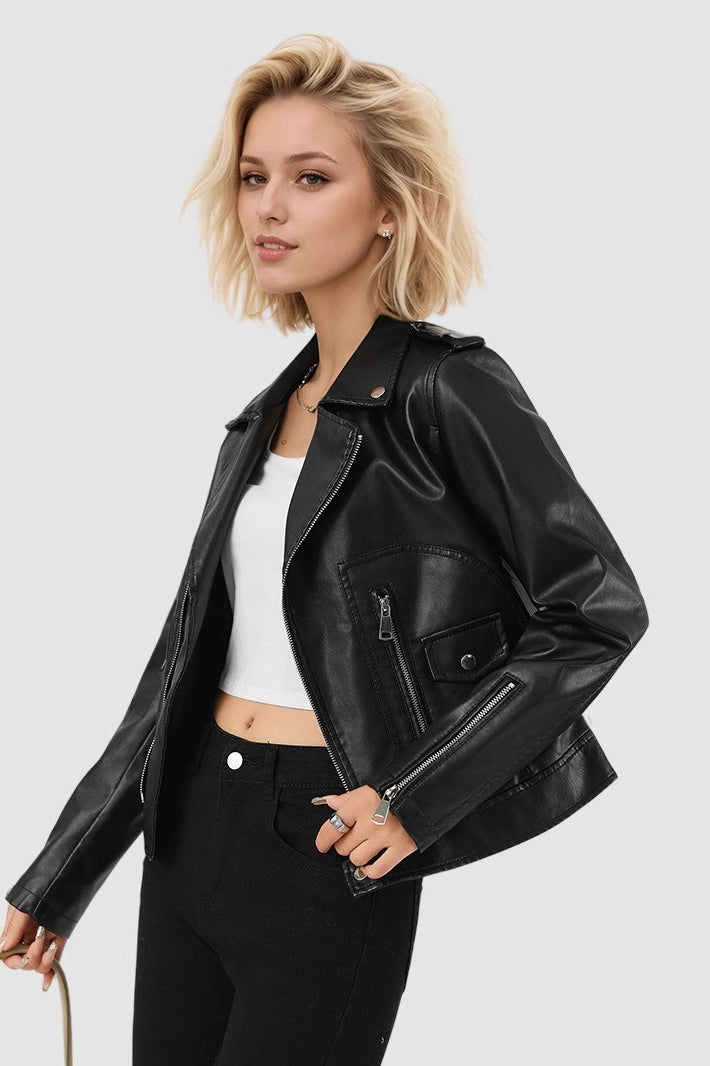 WW | PU Leder Reißverschlussjacke