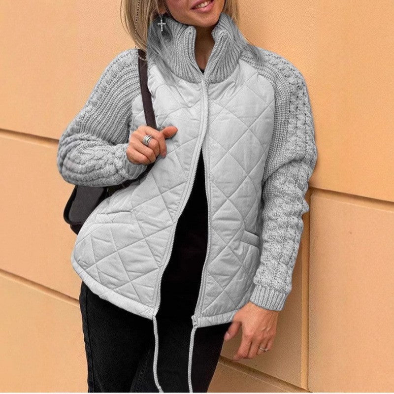 WW | Cozy quilted jacket with knit sleeves for women